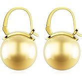 18K Plated Gold Tone Drop Earrings For Women, Delicate Ball Design, Fashion Dangle