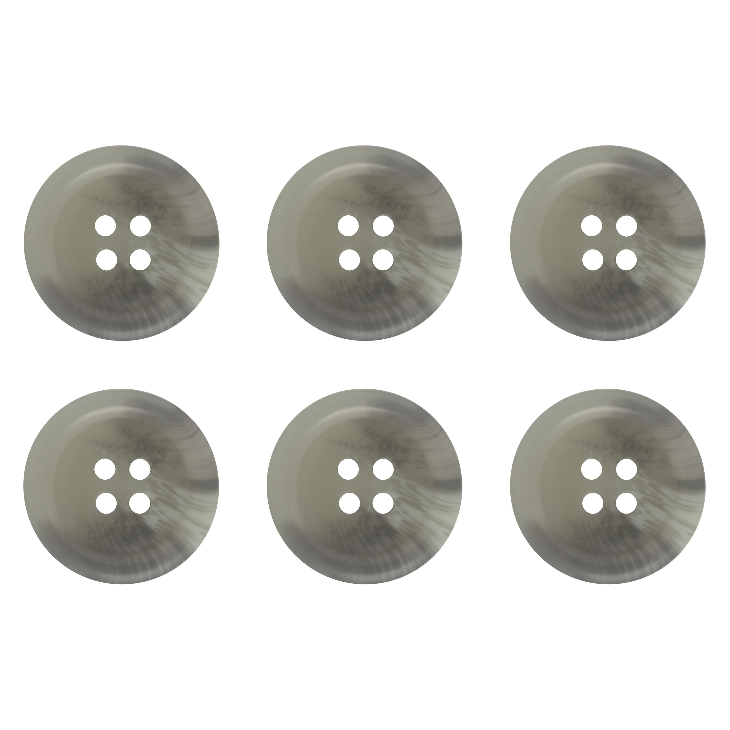 Pack of 6 Light Grey Taupe 20mm Round Faux Horn Sew On Plastic Buttons for Coats Jackets Cardigans Flat 4 Holes 32L — image 1