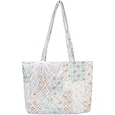 shiprabags Quilted Small Tote Bag for Women, Lightweight Floral Shoulder Bag,Soft College Travel Work Bag Everyday Purse