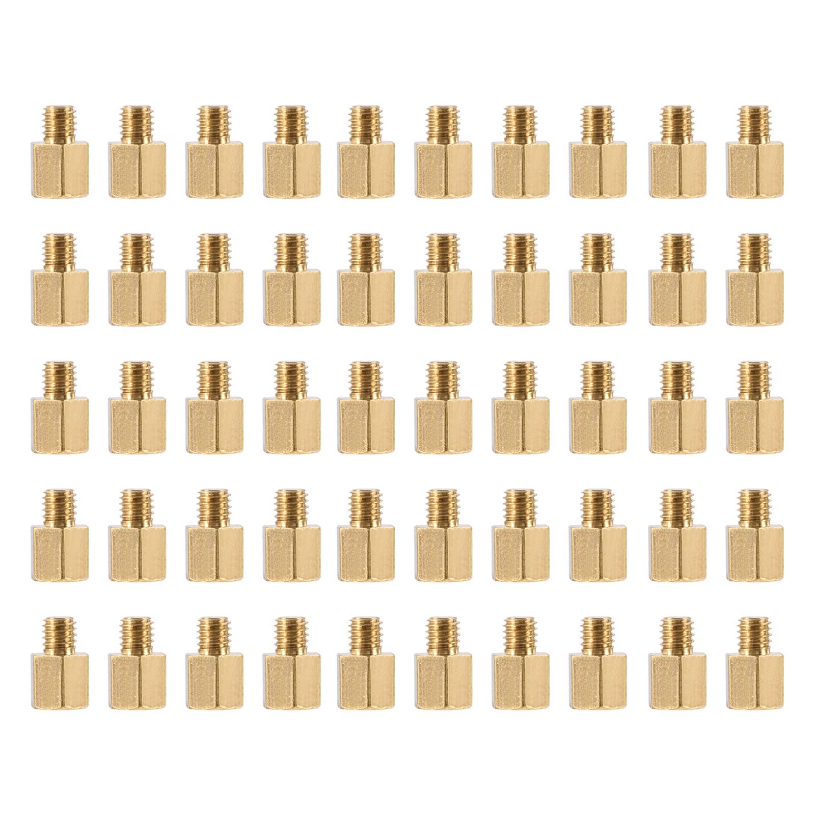YOKIVE 50 Pcs M3 Standoff Screws, Brass Hex PCB Standoffs, Keep Height Consistent, Great for Motherboard (Gold Tone, 5mm+3mm)