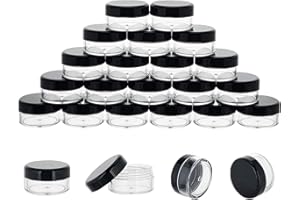 10 Gram 20 Count Sample Containers, Small Plastic Containers with Lids, Empty Sample Jars with Labels and Mini Disposable Spa