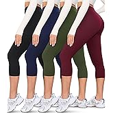 VALANDY Creamlush 4 Pack Capri Leggings for Women-High Waisted Stretchy Soft Yoga Lounge Pants(S-3XL)