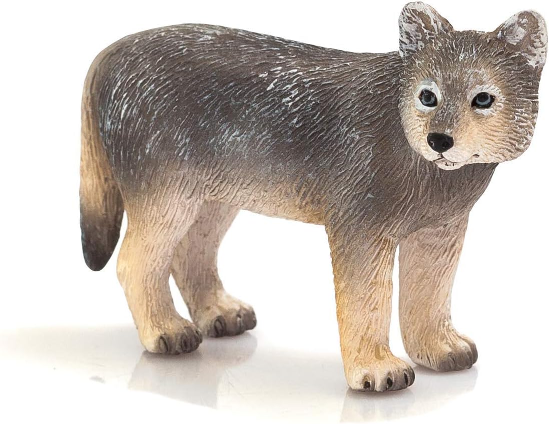 MOJO Wolf Cub Woodland Wildlife Animal Model Toy Figure, Gray