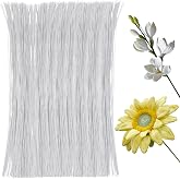 SOCNITC 100 Pcs 26 Gauge White Floral Wire for Floral Arrangements | 14 Inch Paper Wrapped Flower Stems, Flexible And Easy to Shape, Ideal for Floral Arrangements, Wedding Bouquets, Corsages
