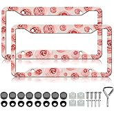 Rose License Plate Frame - 2PCS Beautiful Roses Flowers Aluminium Metal License Plate Holder, Rust-Proof Waterproof Car Decorative Tag Frames