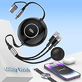 Retractable 100W Samsung Galaxy Watch Charger Fast Charge Cable - Multi 3-in-2 USB C/A to Lightning+USB C for Watch 6/5/4/3/2/Pro/Active, iPhone 15/14/13/12, S24/23/S22