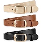 JASGOOD 3 PACK Women Belts for Jeans Pants Dresses Fashion Leather Belt with Solid Pin Buckle