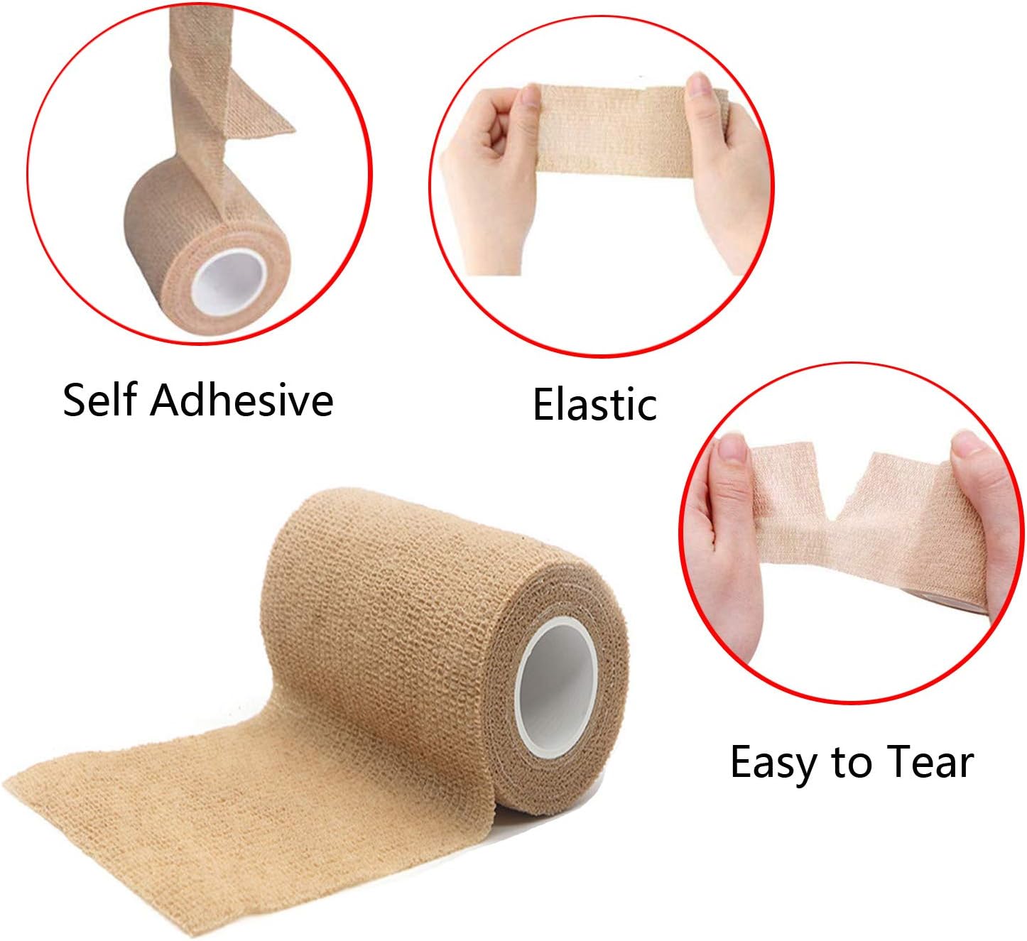 KISEER 15 Pack 2” x 5 Yards Self Adhesive Bandage Assorted Color Breathable Cohesive Bandage Wrap Rolls Elastic Self-Adherent Tape for Stretch Athletic, Sports, Wrist, Ankle: Health & Personal Care