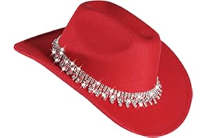 YESCRIBIR Womens Cowboy Hat Rhinestone Cowgirl Hats Wide Brim Diamond-Glitter-Western- Size:Medium-Large