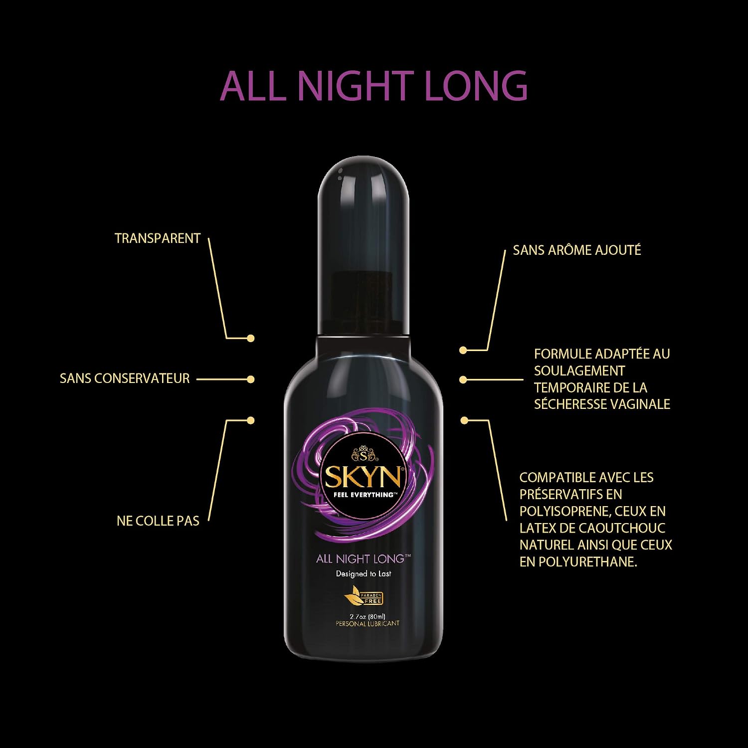 SKYN All Night Long Lube 80ml / Silicon Based Lubricant Massage Gel, Pleasure Lube for Couples and Toys Natural Feel - Image 5