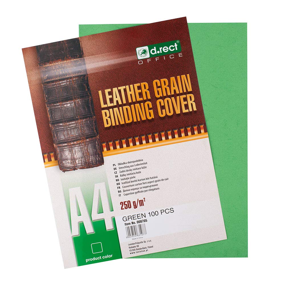 D.RECT Back Cover Sheets Imitation Leather A4 Green Pack of 100