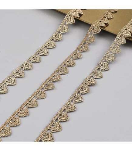 CRAFTCURE Gold Fringe Lace Trim - 1.25 Inch Wide, 9 Meter Roll, For Saree, Dupatta & Craft Decoration