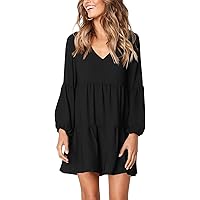 Amoretu Women Summer Tunic Dress V Neck Casual Loose Flowy Swing Shift Dresses