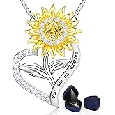 UYBNRK Valentine's Day Gift for Her, 18K Gold Plated Sunflower Necklaces for Women Gifts for Wife Anniversary Birthday You Are My Sunshine Pendant Necklaces Gold Jewelry Gifts for Wife Girlfriend Mom