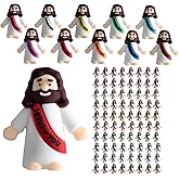 MeritMode 80 Pcs Little Jesus Figurine - Mini Jesus Figures to Hide Tiny Figurines in Bulk and Pocket Seek Religious Gifts for Christmas Easter Egg Fillers School Baptism Christ Savior Craft