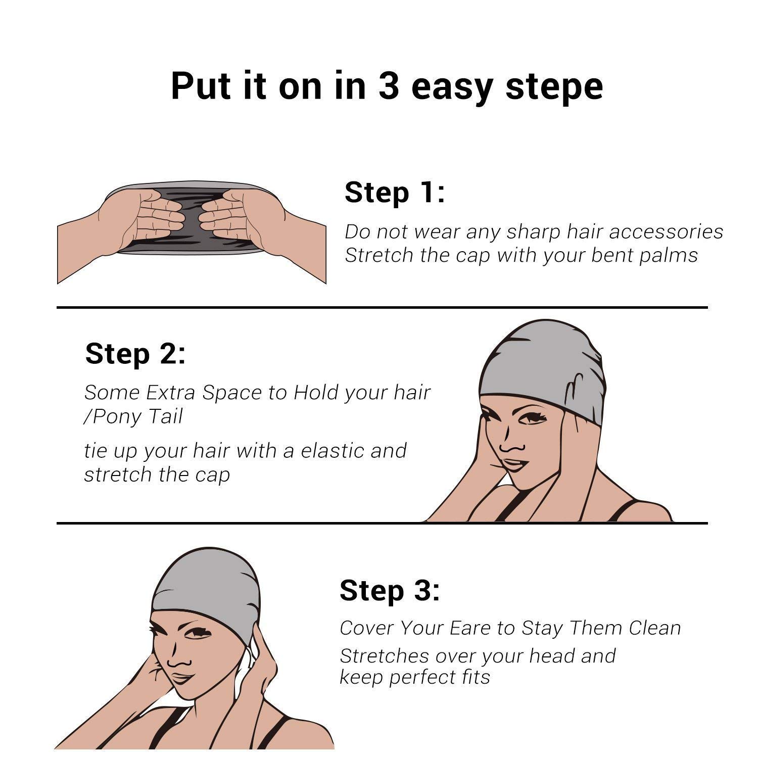 Yostyle Swim Cap, 2Pack Silicone Swimming Caps for Long Hair - 3D Ergonomic Design Swimming Hat for Women Kids Men Adults Boys Girls, Comfortable and Durable with Nose Clip & Ear Plugs - Black & Blue