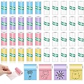 IANFAN 40 Rolls Mini Printer Thermal Sticker Paper, Self-Adhesive Thermal Printer Paper 20 Rolls of White & 20 Roll of Colour for Pocket Inkless Portable Printers to Print Photo To-do Lists Note