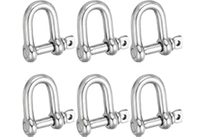 PATIKIL Screw Pin Shackle M8 5/16" 705lbs, 6 Pack 304 Stainless Steel D Ring Shackle for Chains Wire Rope Outdoor, Silver