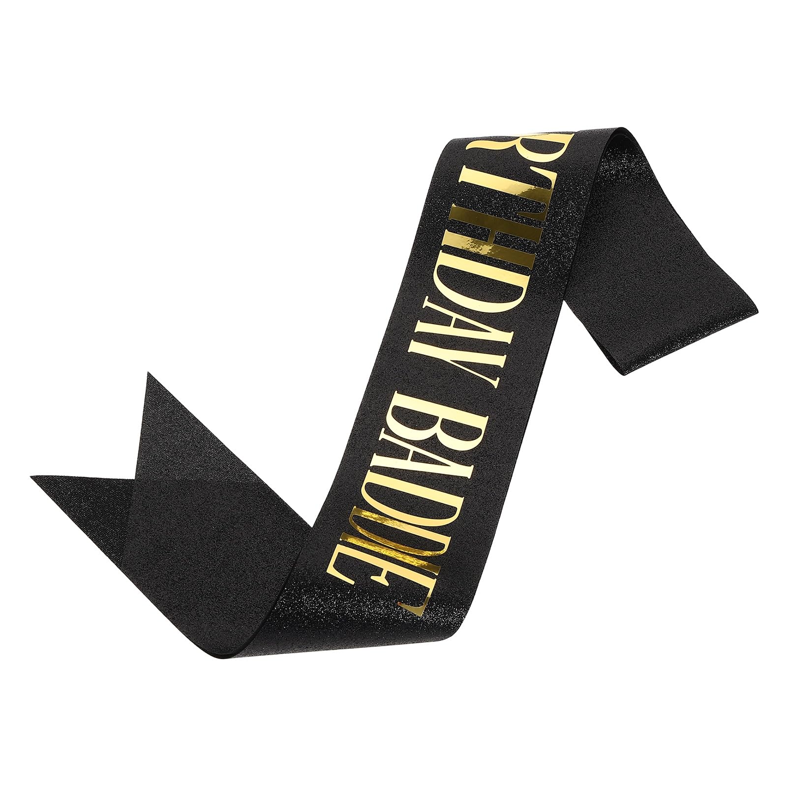 sourcing map Birthday Baddie Sash with Pin Gold Foil Lettering Party Favors Supplies Decorations Accessories for Women Costume Gifts Sweet Birth Day, Black