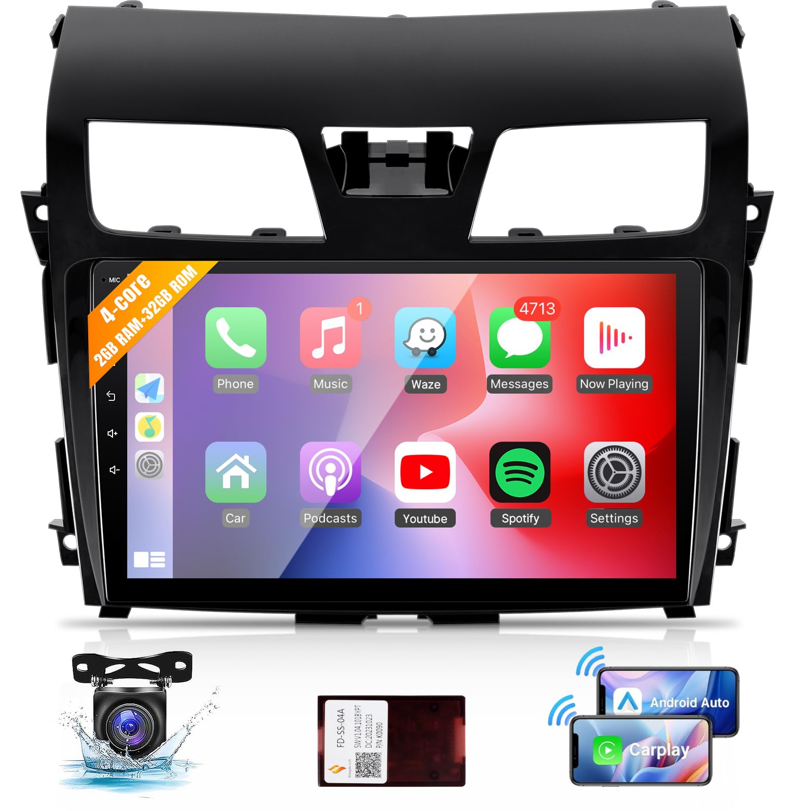 Photo 1 of Leadfan Car Stereo Radio for Nissan Teana Altima 2013 2014 2015 Wireless Carplay & Android Auto, 10.1 inch Touch Screen for Nissan Android Stereo Bluetooth in Dash GPS WiFi FM SWC 2G+32G