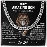Son Cuban Chain Necklace, Lovely Son Gift Necklace, Gift For Son From Mom And Dad, To My Amazing Son Cuban Link Chain Necklace For Him, Son Necklace Gift, Christmas And Graduation Gift For Son