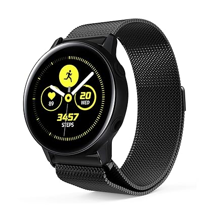 Littleforest 20mm Bands Compatible for Samsung Galaxy Watch Active/TicWatch C2 Smartwatch Band, Milanese Replacement Bracelet Strap with Magnet Lock