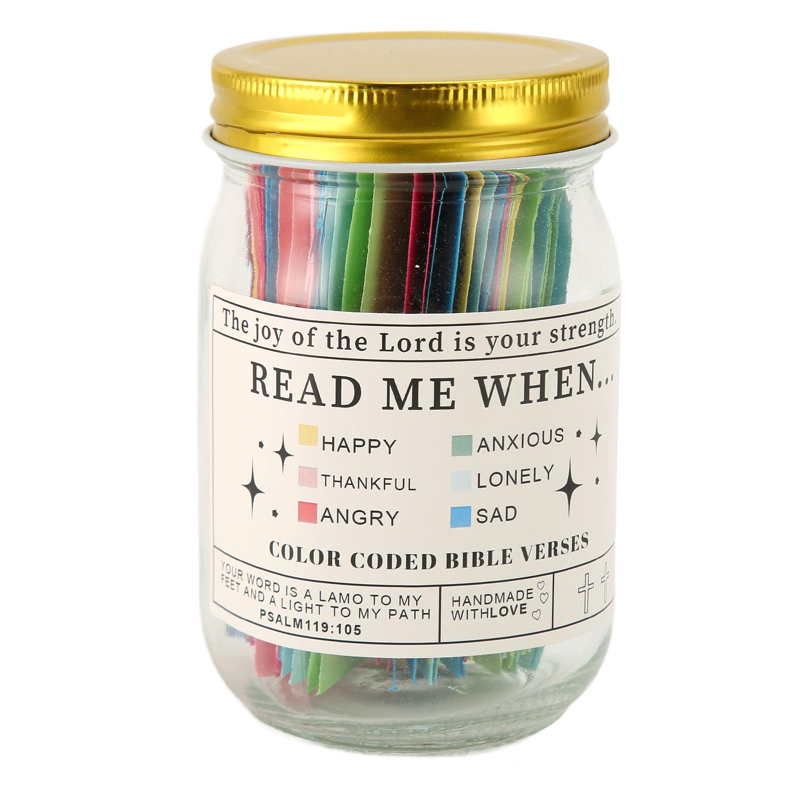 Tomotato Bible Verses Jar Scripture Prayer Jar with 60pcs Coloring Bible Verse Paper Different Emotions Feelings Bible Verse Cards for Ceremony Party Games Christian Gifts Bible Journaling Supplies