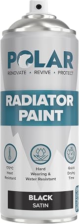 Polar Radiator Spray Paint 400ml Black 3-in-1 Primer Under Topcoat Satin