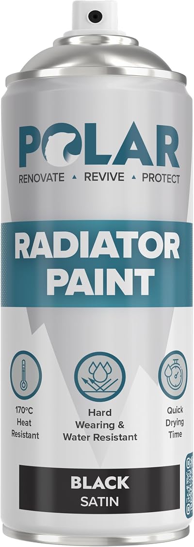 Polar Radiator Spray Paint 400ml Black 3-in-1 Primer Under Topcoat Satin