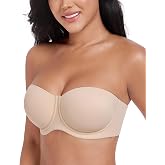 DotVol Women's Full Coverage Strapless Underwire Everyday Bra | Plus Size, Non-slip, Multiway