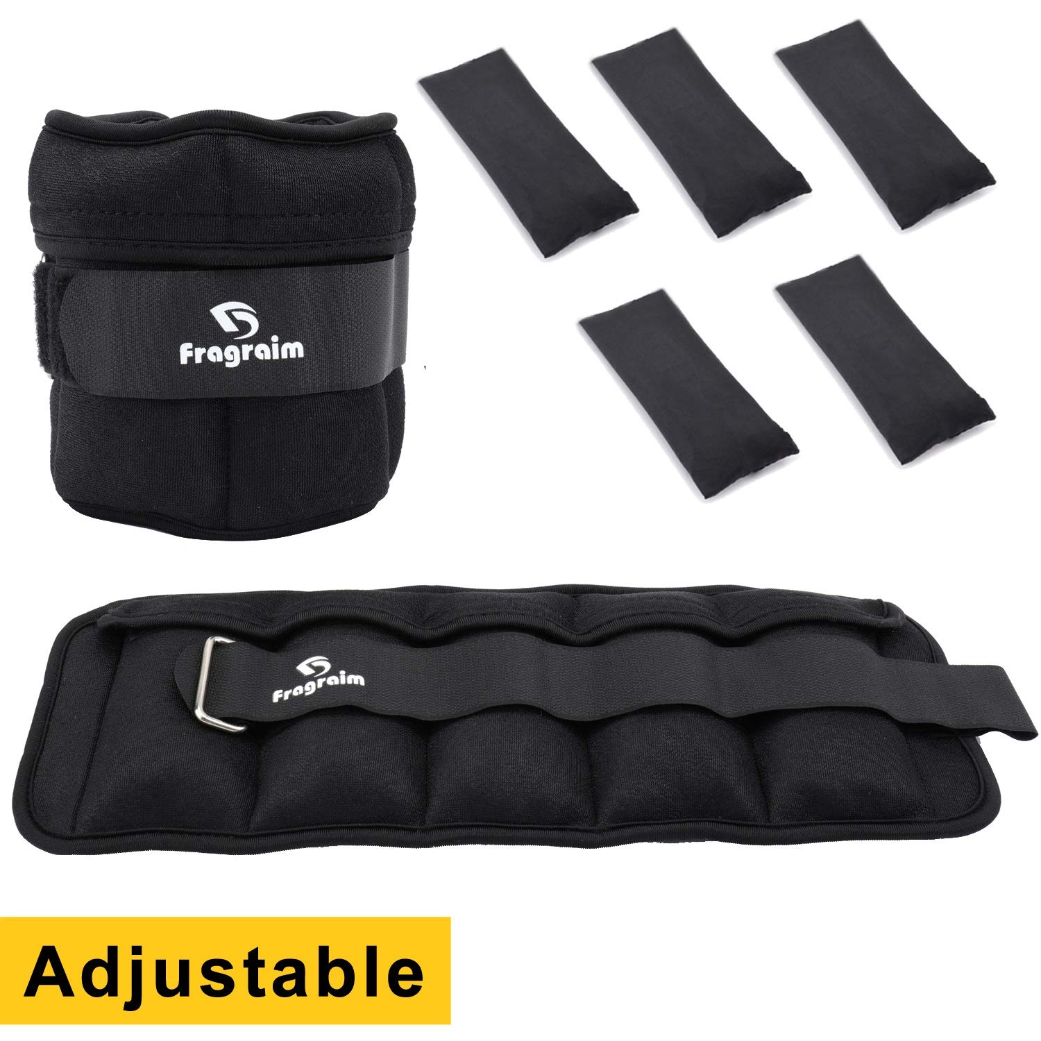fragraim adjustable ankle weights 1-3/4/5/6/8/10/12 lbs pair with removable weight for jogging, gymnastics, aerobics, physical therapy, 2 pack