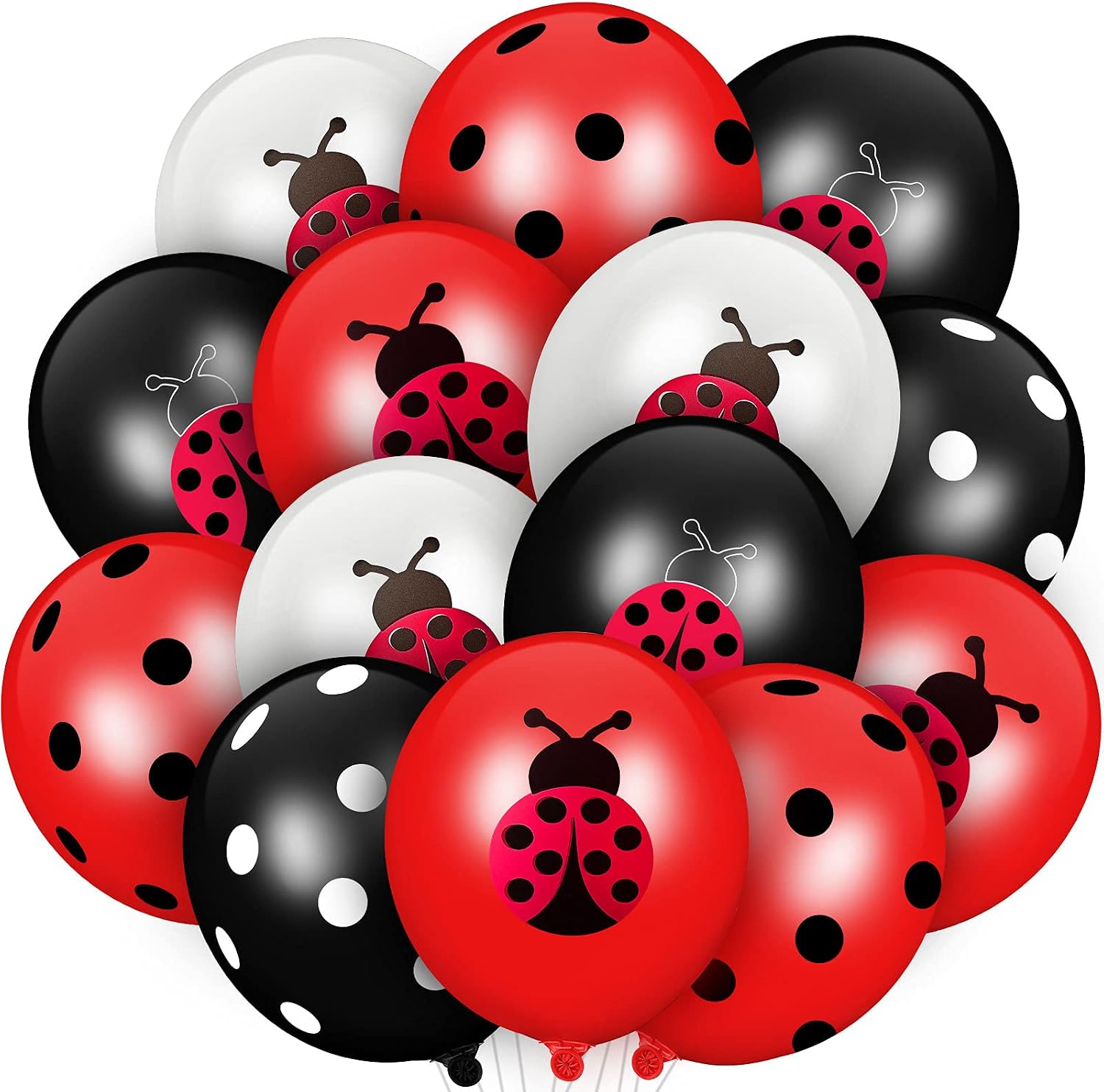 48 Pieces Ladybug Balloons 12 Inch Latex Balloons Black White Polka Dots Balloons Party Supplies for Ladybug Birthday Party Boys Girls Jungle Theme Birthday Decorations