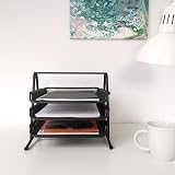 D.RECT 3 Tier A4 Mesh In Tray Desk Organizer Black File Holder view 7
