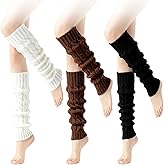 PT Haahoos Women Leg Warmers, 3 Pairs Fashion Cute Cable Knit Leg Warmers, Winter Warm Long Boot Socks