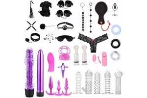 Sex Bondage Toys Kit 34 PCS, BDSM Bondage Sex Set Sex Toys Various Anal Plugs Butt Plugs Set for Beginners, Fetish Couples Se