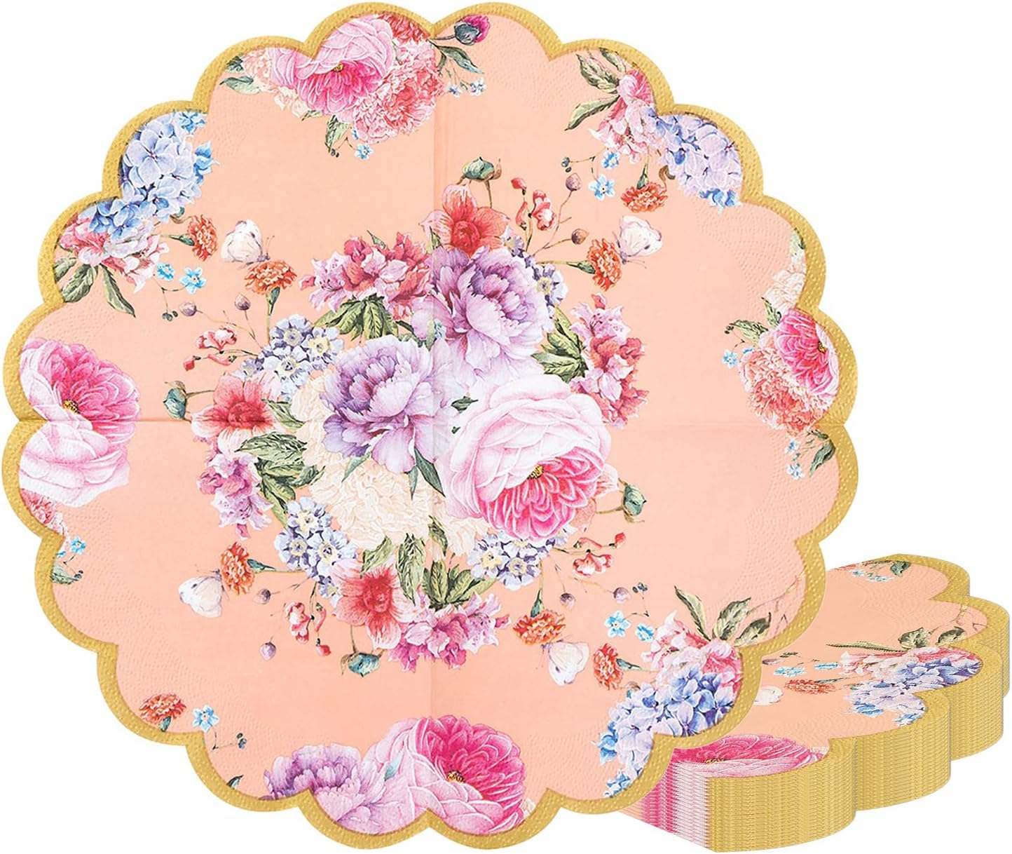 Vintage Floral Paper Plates with Scalloped Edge | Truly Scrumptious Disposable Tableware For Birthday or Garden Party, Afternoon Tea, Baby Shower, Hen Party, Wedding 17.5cm Pack of 24