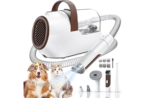 OZUMEK Dog Grooming Vacuum, Dog Grooming Kit with Pet Clipper Nail Grinder, 6 Pet Grooming Tools (Tawny)
