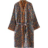 Cotton Gauze Traditional Hanfu Nightdress Bathrobe Loose Pajamas Nightgown Women Kimono Robe,Easy to Wear