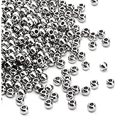 DADIFEN 304 Stainless Steel Round Beads 2.5mm 400pcs Spacer Beads for Jewelry DIY Making and Repairing
