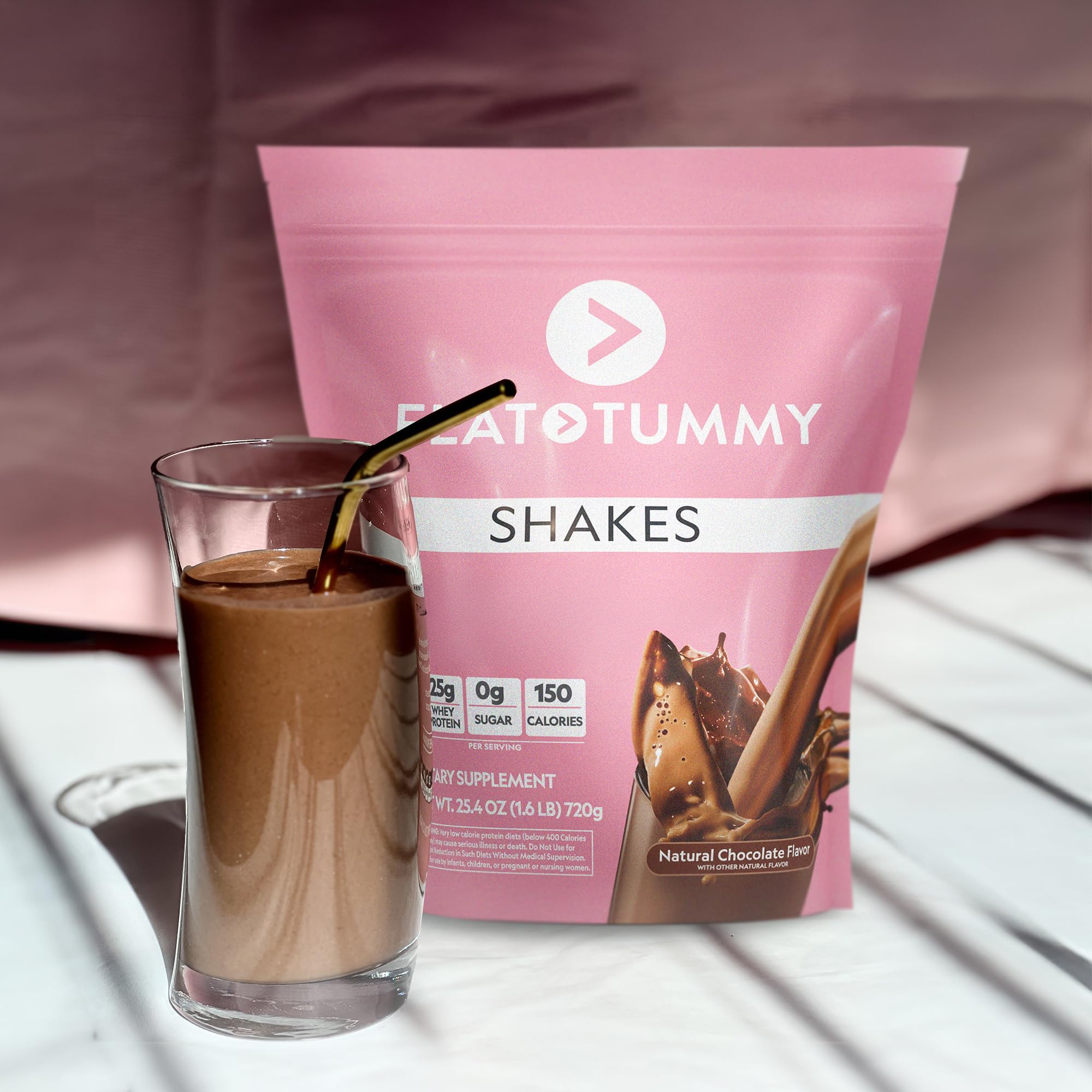 Flat Tummy Shakes - Chocolate, 20 Servings, EBT Eligible – Post GLP-1 Protein Supplement, High Protein, Zero Sugar, Keto-Friendly Meal Replacement with Clinically Studied Morosil®