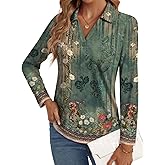 LYHIPSS 3/4 Length Sleeve Womens Tops Dressy Casual V Neck Polo Shirts Business Work Blouses 2025 Trendy Tunic Top