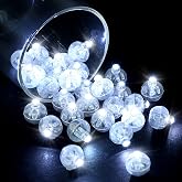 LIHAO 30pcs LED Balloon Lights Mini Round LED Ball Lights, White | Battery Powered, For Paper Lantern, Party Decorations, Christmas Halloween, Birthday Wedding