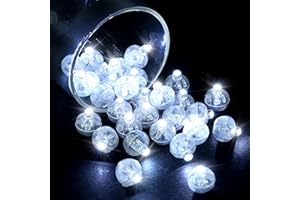 LIHAO 30pcs LED Balloon Lights Mini Round LED Ball Lights for Paper Lantern Christmas Halloween Birthday Wedding (White)