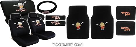 15pc Looney Tunes Yosemite Sam Low Back Seat Covers With Head Rest