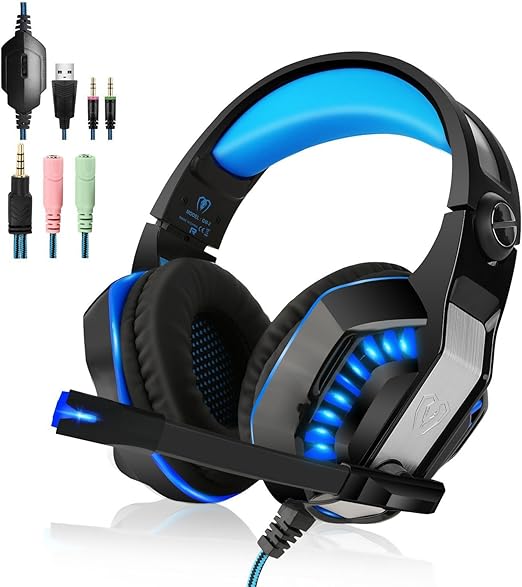 Amazon ゲーミングヘッドセット Beexcellent Gm 2 Ps4 ヘッドホン ステレオ 3 5mmゲーミングヘッドホン イヤホン Pc ヘッドセット サラウンドノイズキャンセリング 騒音抑制 Usb接続 高集音性マイク Ledライト付き Pcゲーム用有線ヘッドセット ヘッドアーム伸縮可能 高