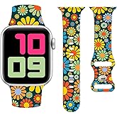 Cute Watch Band Compatible with Apple Watch Band 38mm 40mm 41mm 42mm Men Women,Soft Silicone Strap Replacement Sport Wristbands Compatible with iWatch Ultra Series 9 8 7 6 5 4 3 2 1 SE