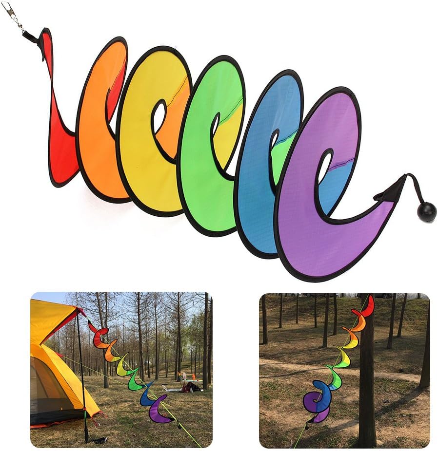 oobest Rainbow Wind Curlie Spinner Colorful Hanging Rainbow Wind Twister Outdoor Garden Tent Decoration ColorfulOutdoor Garden Tent Decoration Colorful