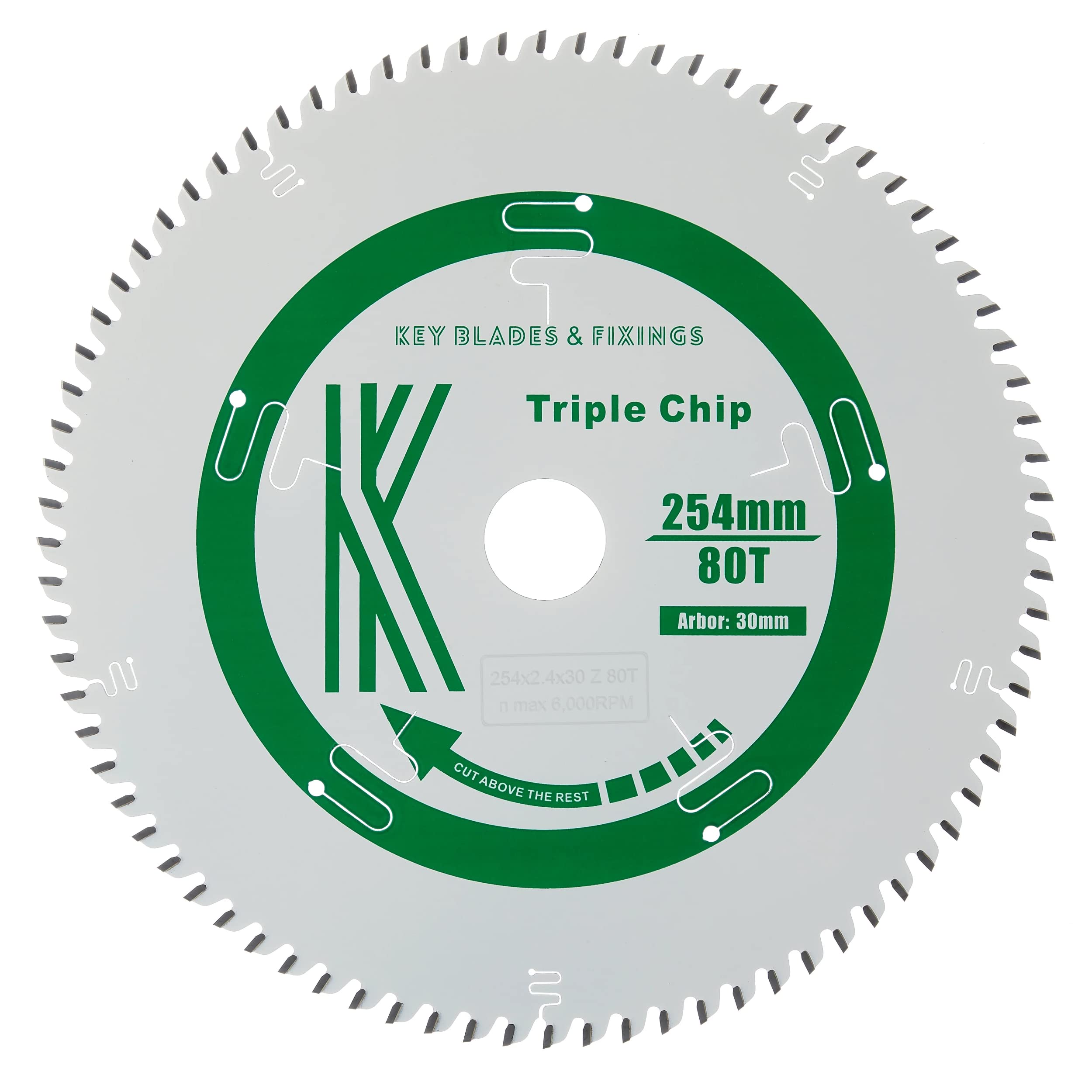 254mm x 30mm x 2.4mm 80 Tooth Triple Chip (MFC & Laminates) 8254