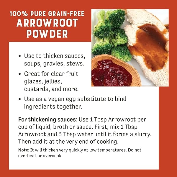 JUDEE’S ARROWROOT POWDER 8 OZ – JUST ONE INGREDIENT – VEGAN, NON-GMO, SOY-FREE – GLUTEN-FREE AND NUT-FREE – 100% PURE GRAIN FREE STARCH – GREAT FOR BAKING AND THICKENING – WORKS AS EGG SUBSTITUTE