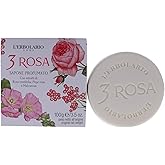 L'Erbolario Perfumed Bar Soap – Gently Scented Body and Hand Soap Bar – Moisturizing and Nourishing with Natural Extracts – 3 Rosa - 3.5 oz